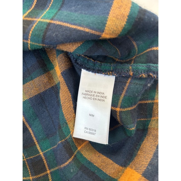 Lucky Brand Classic Plaid Flannel Shirt Navy Blue Dark Green Lumberjack Medium - Picture 10 of 11
